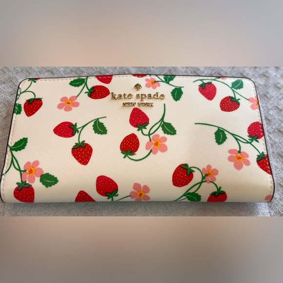 kate spade New York Handbags - NWT great kate spade New York Madison Strawberry Vine Large Slim Bifold Wallet